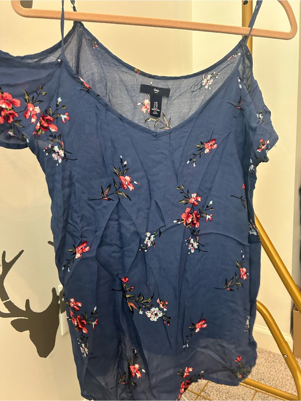 GAP Navy Blue Floral Cold-Shoulder Camisole